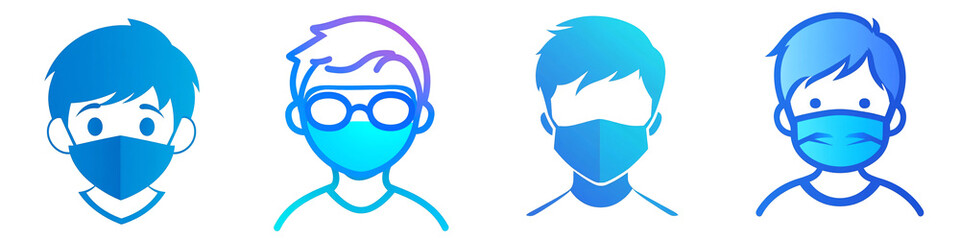 Fototapeta premium Child with Mask clipart collection, symbol, logos, icons isolated on transparent background