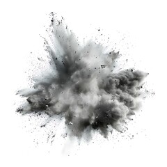 abstract black smoke explosion effect on white background.