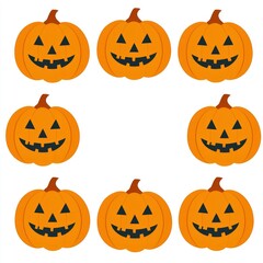 Four Jack-O-Lantern Pumpkins for Halloween