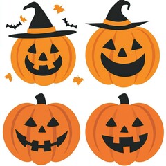 Halloween Pumpkin Frame with Smiling Faces