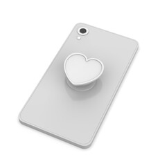 Heart shape smart phone pop socket stand and holder for branding 3d render illustration.