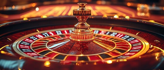 A highangle view of a roulette table with bets placed, just as the wheel spins