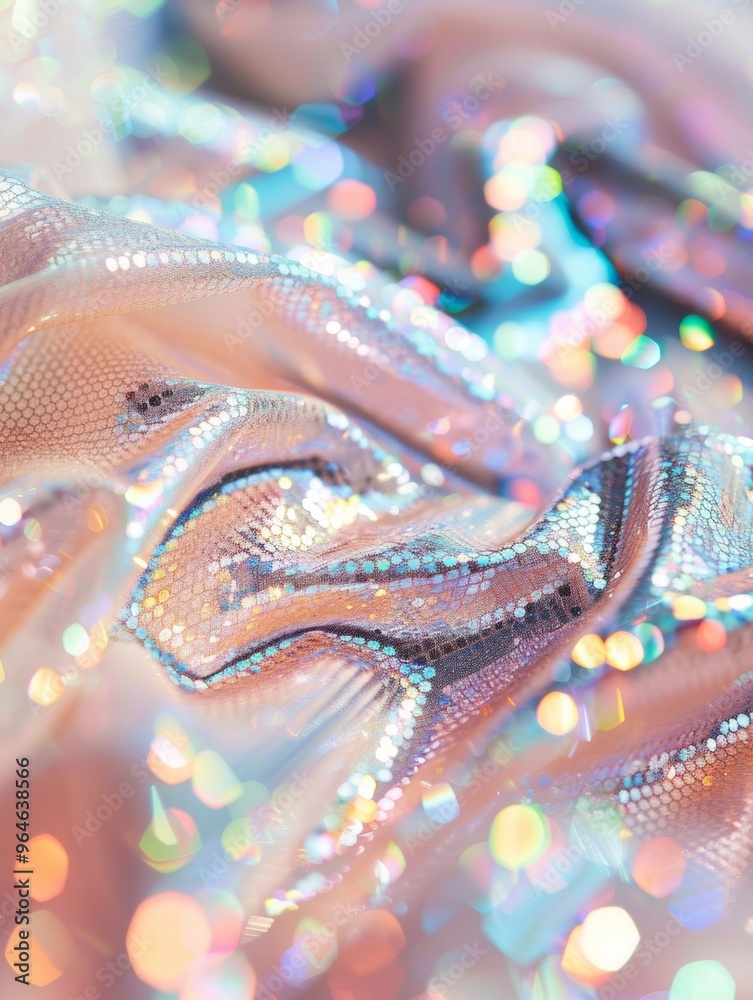 Aufkleber Shimmering Holographic Sequin Fabric with Dynamic Light Reflection