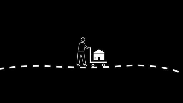 Moving icon animation, home delivery concept. Moving house. 