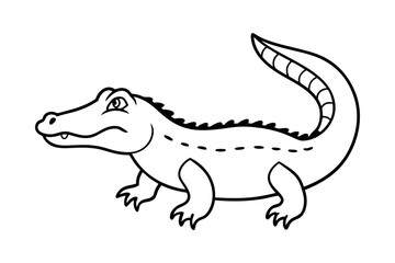 Crocodile Line Art Silhouette Vector Art Illustration