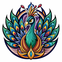 peacock feather vector Mascot for Brand Identity logo