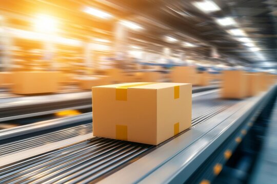 Black friday logistics shipping efficiency and warehouse concept. High-speed processing of returns in a logistics center post-Black Friday, showcasing efficiency in reverse logistics