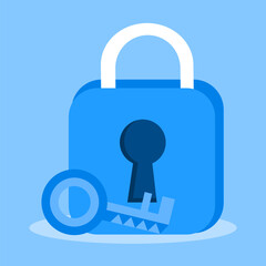 Security key vector illustration. Locked and unlocked. Suitable for cyber threat awareness, crime, and law content