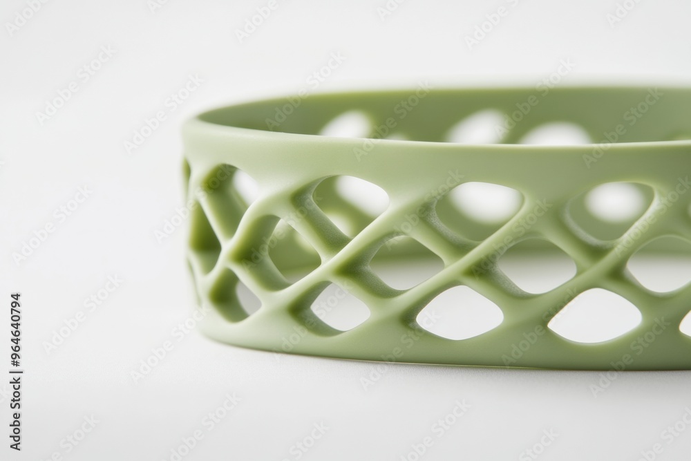Poster close-up of bold lime green bracelet with intricate design and vibrant texture