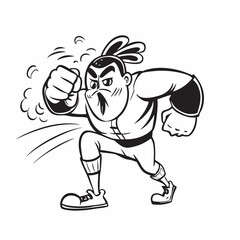Fototapeta premium boxer ready to fight on white background. doodle art