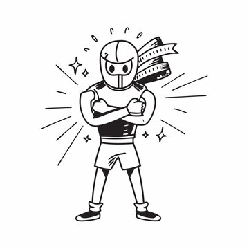 racer with trophy, confident pose clip art preview