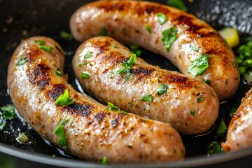 Fototapeta premium Fried sausages photo. Image for Menu design of bars, cafes, restaurants