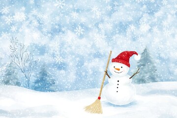 Obraz premium Cute Snowman For Christmas Card or Bag design, Design of a postcard, banner,