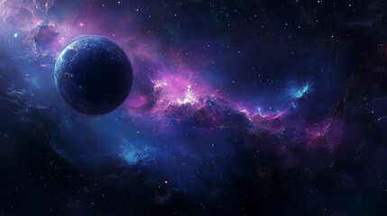 Obraz premium Głęboka przestrzeń kosmiczna, wypełniona niezliczonymi gwiazdami i odległymi galaktykami, rozpościera się na wszystkie strony, otulona wieczną ciemnością. 