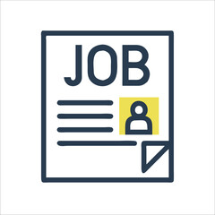 Job Hiring Icon with Applicant Symbol in Blue and Gray