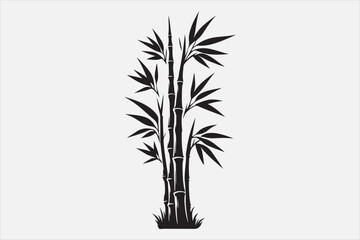 Bamboo logo style silhouette design.