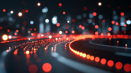 Minimalistic technology background in dark and red colors, big data connectivity and software development concept