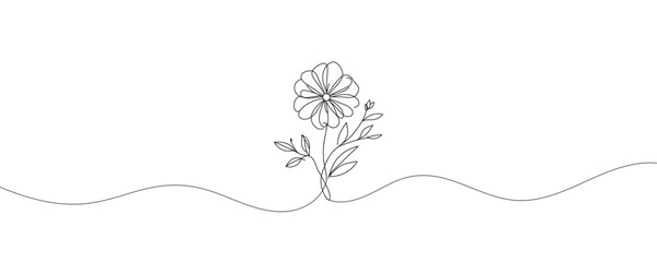 The flower is drawn as a continuous line. Vector illustration