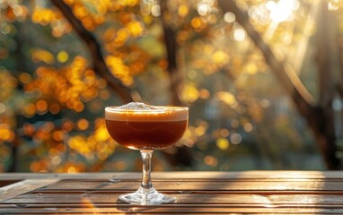 Fototapeta premium A Glass of Coffee with Autumnal Vibes