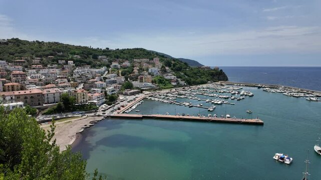 Panoramic view in Agropoli with the sea in the background. Cilento, Campania, southern Italy.