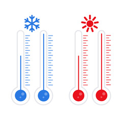 Celsius thermometer. Air temperature indicator. Meteorological measurement. Vector illustration.