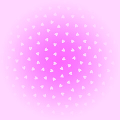 Abstract modern pink gradient background with hearts.