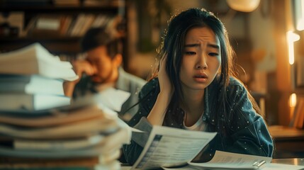 Lost in Thought, Student Girl Contemplates Mathematical Challenge