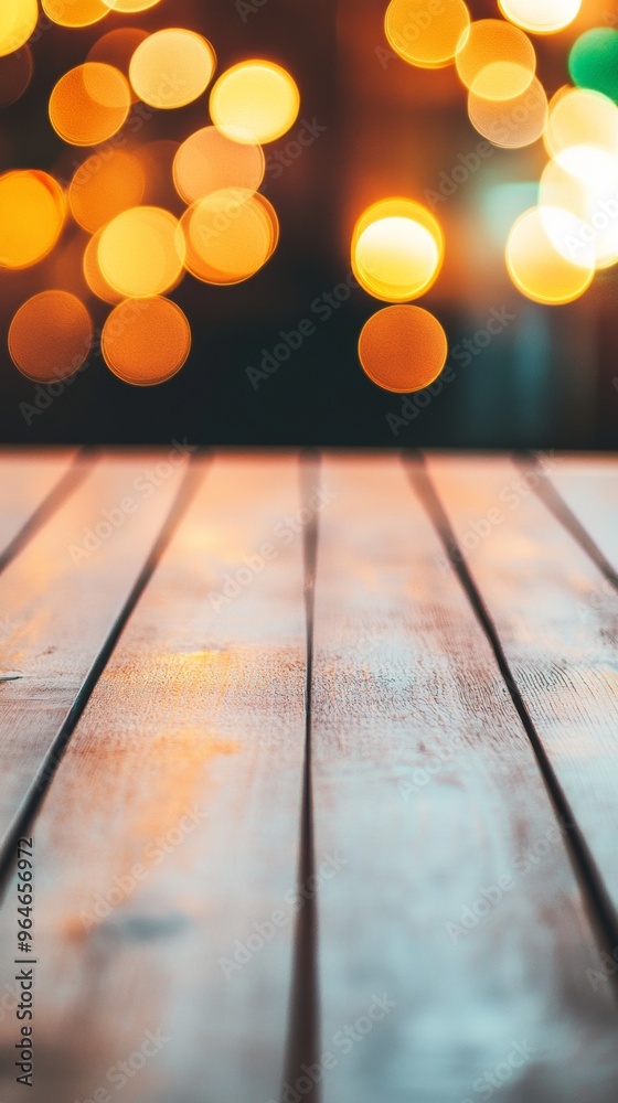 Poster Empty Bright White Table Surface with Vibrant Neon Light Bokeh Effect - Modern Retro-Futuristic Graph Art