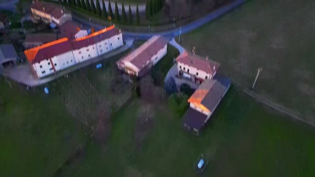 Villalta Castle. Sunset in the Friulian hills.