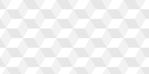 Fototapeta premium Minimal modern cubes geometric tile and mosaic wall grid backdrop hexagon technology wallpaper background. White and gray block cube structure backdrop grid triangle texture vintage design.