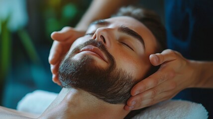 Fototapeta premium The spa center's masseuse is proficient in giving manual therapy face massages that prevent facial aging.