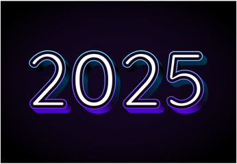 Happy New Year 2025 Design Abstract Blue Gradient Realistic Decoration Vector Illustration