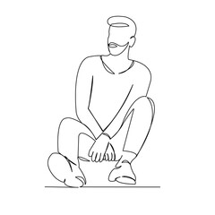 One continuous single drawing line art doodle student, hipster, people, man, teenager, college, trendy. Isolated image hand draw contour on a white background
