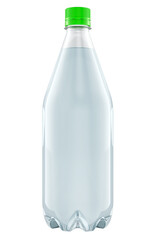 One Plastic Water Bottle, full of water. 3D rendering isolated on transparent background