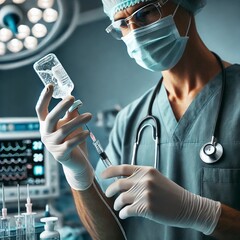 &ldquo;Doctor Preparing Anesthesia for Surgery - Medical Procedure in Operating Room&rdquo;
