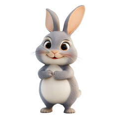Obraz premium 3d character cute hare isolated on transparent background