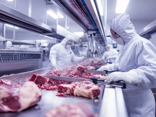 Meat Processing Plant with Automated Cutting Machines