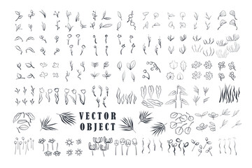 Hand drawn etc object sketch. New object style design . Vector object elements. Vector illustration.