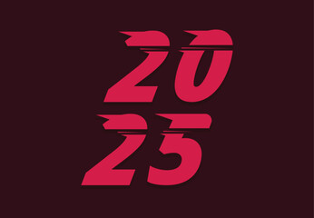 Happy New Year 2025 Abstract Pink Design Logo Symbol Vector Illustration