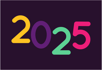 2025 Happy New Year Typography Multicolor Design Abstract Vector Illustration