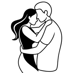 Romantic Couple Hugging Vector Illustration