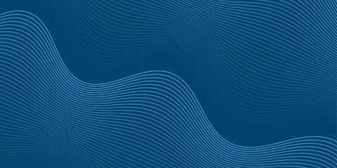 Abstract background with lines and waves. Medium banner size. Element for design. Vector background for brochure, booklet, flyer, poster. Blue gradient