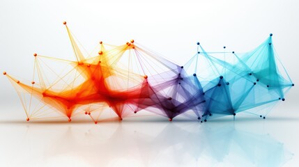 Vibrant Geometric Network. Graph Theory Background. Abstract Colorful Polygonal Space with Connected Lines and Dots.