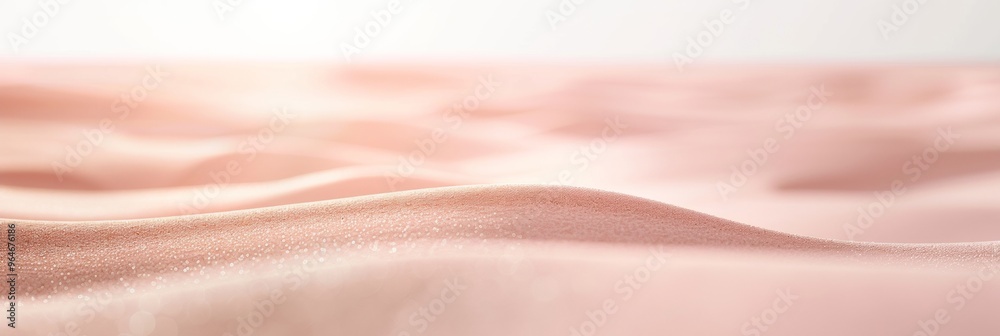 Aufkleber Soft Pink Sandy Surface with Ethereal Desert and Diffused Sunlight in Surreal Minimalist Composition, Serene and Tranquil Atmosphere for Product Display