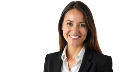 Portrait of a young independent happy woman who looks happy and smiling in the camera