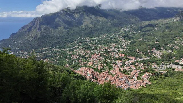 Beautiful panoramic view from the Christ the Redeemer (Cristo Redentore) Statue in Maratea, Basilicata, Italy.