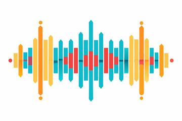 Sound Waves Vector Art Interpretation on White Background