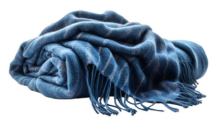 Blue Blanket with Fringed Edges