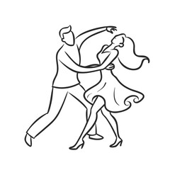 Fototapeta premium Outline illustration of a couple dancing passionately in a dynamic pose