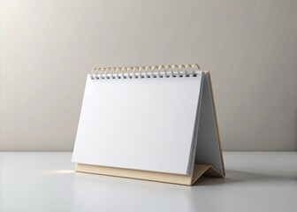 Empty spiral desk calendar 3d mock-up in table home and office Blank 3D table calendar. Office and home decor. Bright minimal background photo for your content